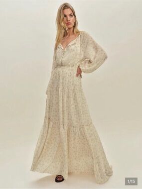 Reformation Cream Floral Maxi Dress